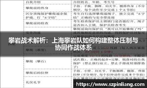 攀岩战术解析：上海攀岩队如何构建整体压制与协同作战体系